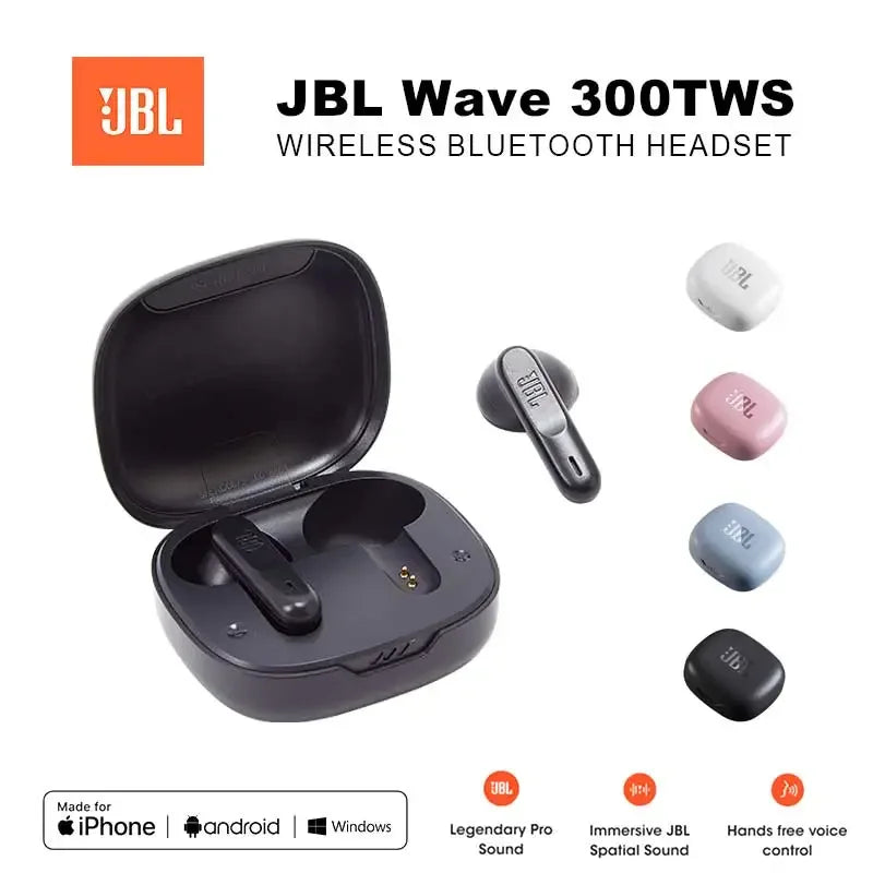 Original JBL Wave 300TWS True Wireless Bluetooth Headphones Stereo Music Gaming Sports Earbud Bass Sound Earphone With Mic