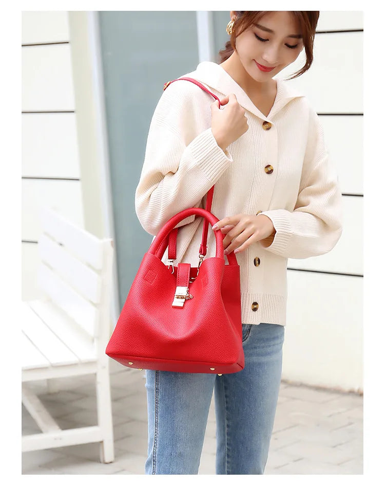 Mulher bolsa de ombro grande capacidade bolsa para mulheres crossbody saco lichia padrão pu portátil balde saco senhoras mensageiro sacos