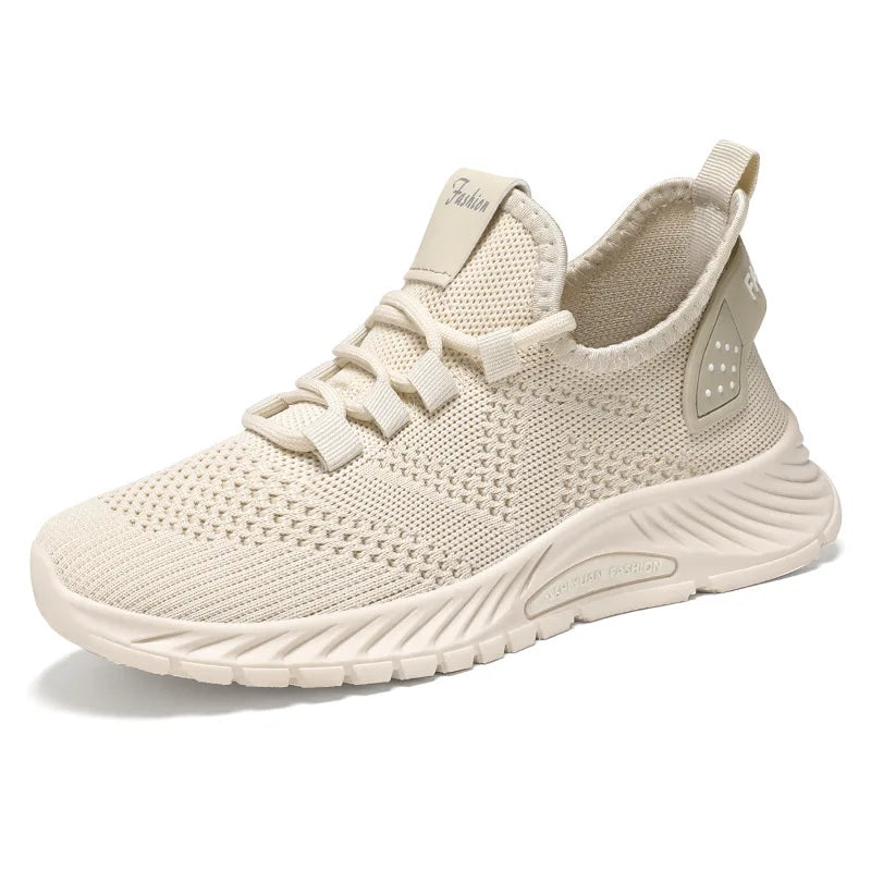 Sapatos casuais tecidos voadores para mulheres, tênis respiráveis, confortáveis, verão, 2024