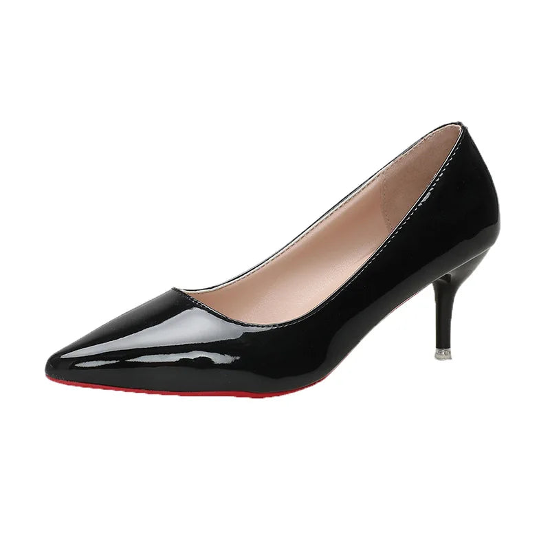 Sexy fundo vermelho feminino salto alto clássico senhoras bombas outono vestido de couro macio sapatos de salto para banquete casamento saltos altos