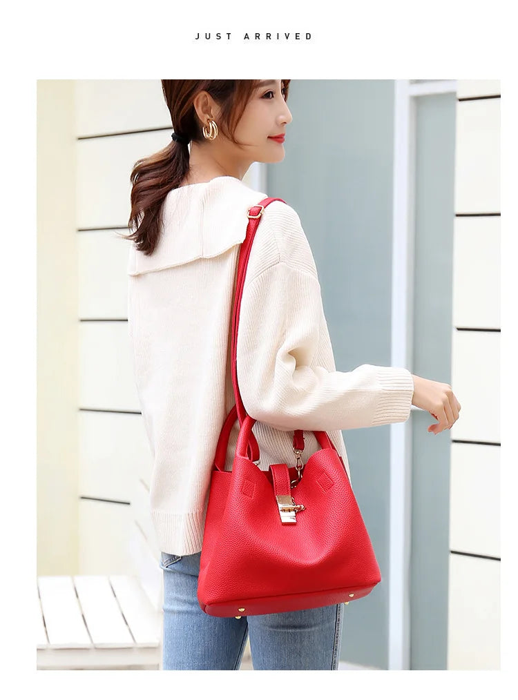 Mulher bolsa de ombro grande capacidade bolsa para mulheres crossbody saco lichia padrão pu portátil balde saco senhoras mensageiro sacos
