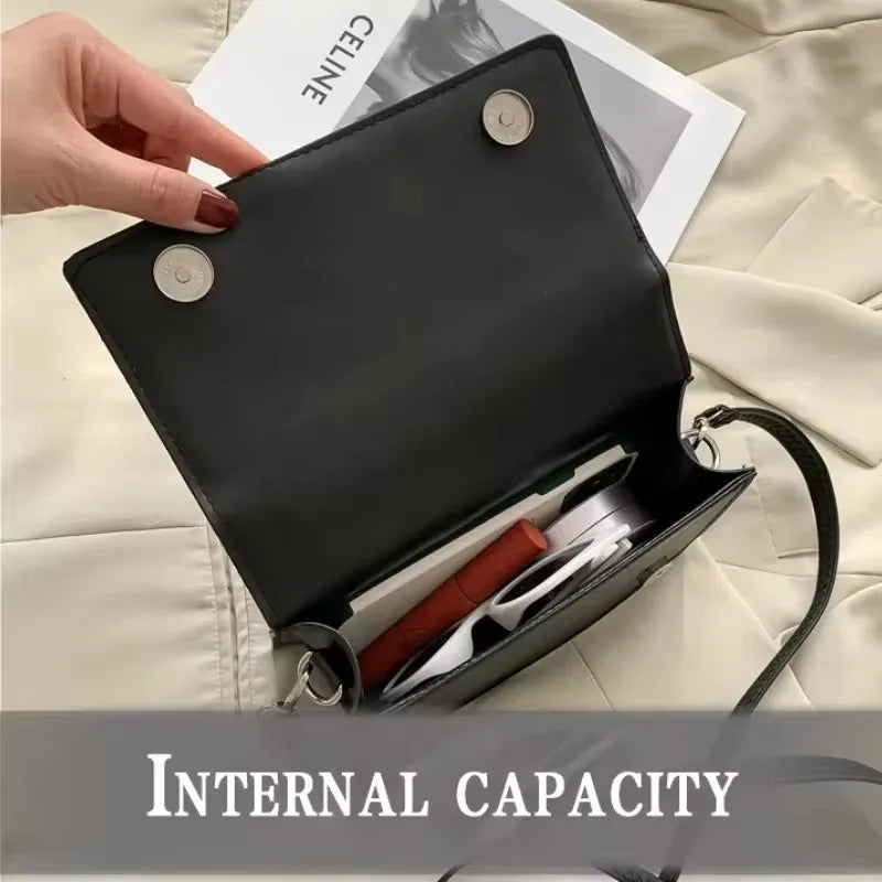 Bolsa de ombro de couro PU de grande capacidade para mulheres, impermeável, clássica, simplicidade, senso de design, bolsa tiracolo feminina, tendência da moda