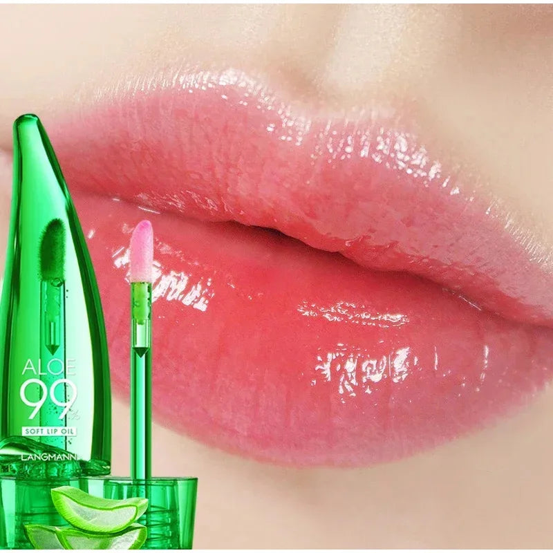 Brilho Labial Hidratante de Longa Duração, Batom Gel Mudando a Cor, Esmalte, Hidratante, Alto Brilho, Óleo Leve, Aloe, Maquiagem Labial