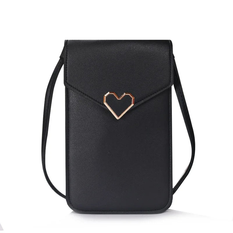 Bolsa feminina pequena de ombro crossbody, couro pu, bolsa de bolso para celular, bolsa para cartão, carteira, bolsa carteiro